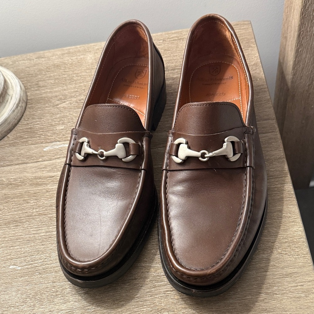 Allen Edmonds Brown Leather Bit Loafers with Silver Hardware